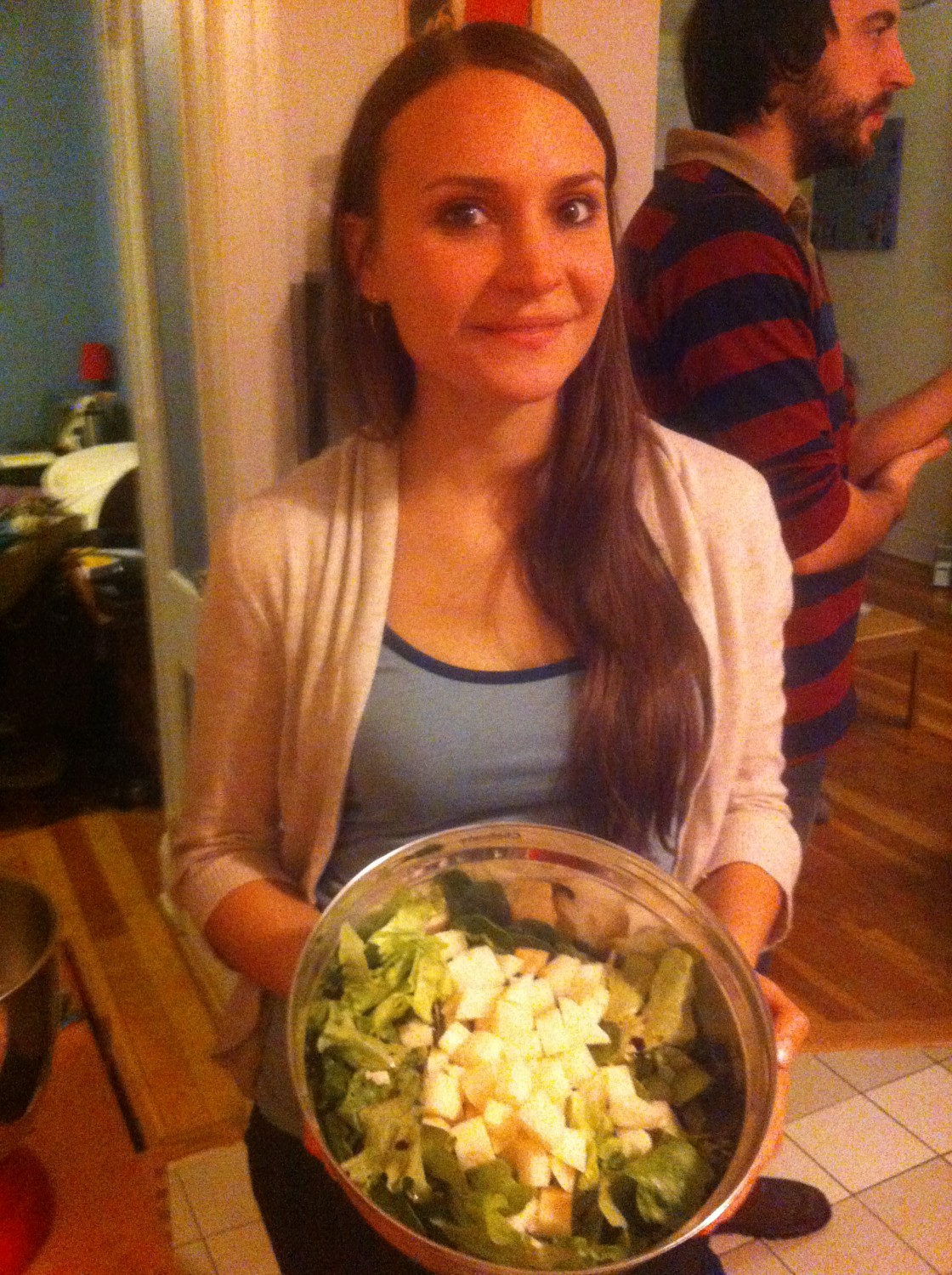 Bella shows off our jicama salad