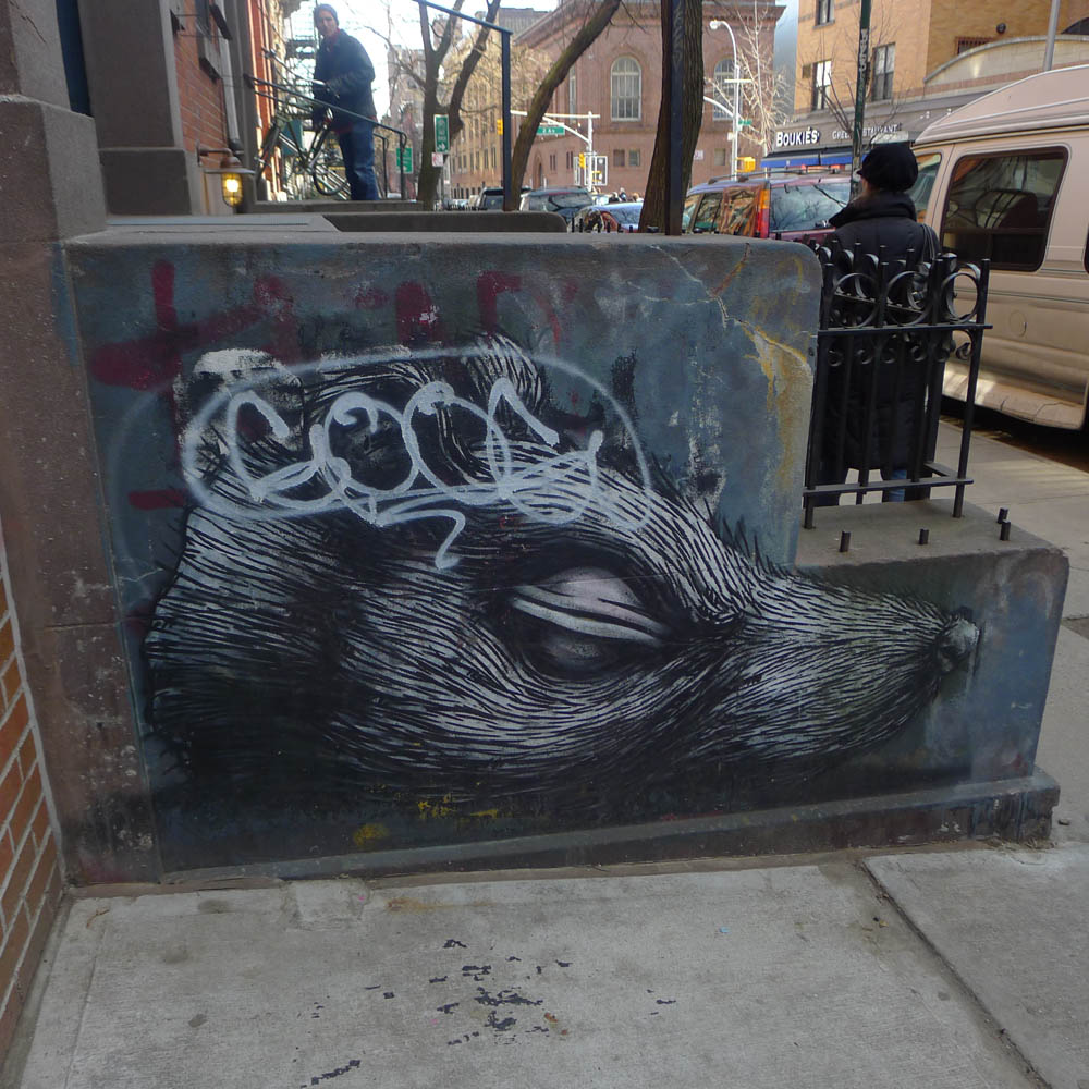 Rat by ROA - covered with an obnoxious tag by GOOG